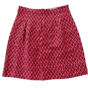 LOFT Pink and Black Zigzag Mini Skirt